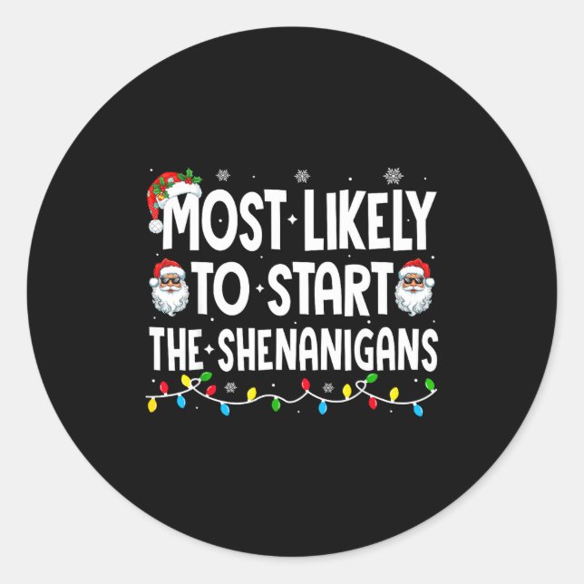 Sticker Rond Plus Susceptible de Commencer les Cadeaux de Noël  (Devant)