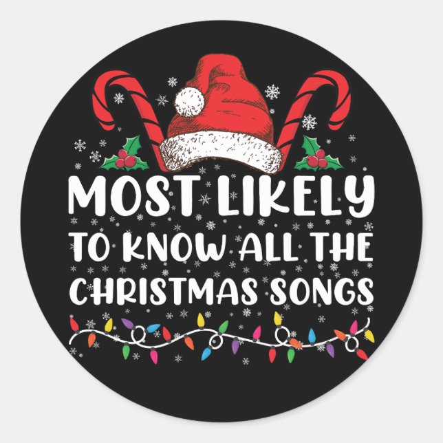 Sticker Rond Plus susceptible de connaître toutes les chansons  (Devant)