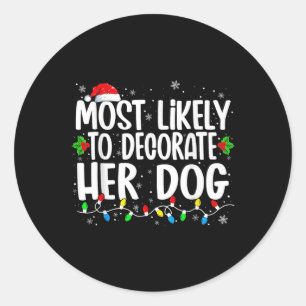 Sticker Rond Plus Susceptible de Décorer Son Chien Famille Noël