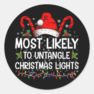 Sticker Rond Plus susceptible de démêler les lumières de Noël C