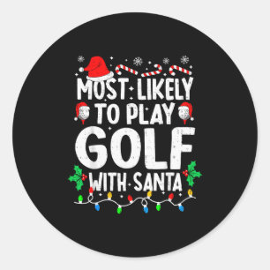 Sticker Rond Plus susceptible de jouer au golf avec le Père Noë