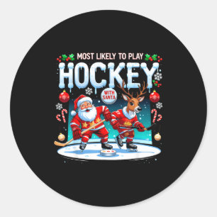 Sticker Rond Plus susceptible de jouer au hockey avec le Père N