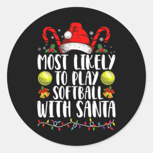Sticker Rond Plus susceptible de jouer au softball avec la fami