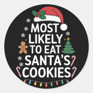 Sticker Rond Plus susceptible de manger les cookies du Père Noë