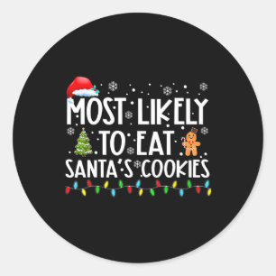 Sticker Rond Plus susceptible de manger les cookies du Père Noë