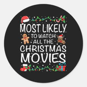 Sticker Rond Plus susceptible de regarder les films de Noël Fam