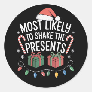 Sticker Rond Plus susceptible de secouer les cadeaux de Noël en
