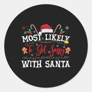 Sticker Rond Plus susceptible d'être Sy avec Santa Fun Noël Fam