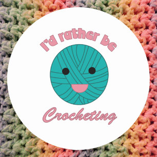Sticker Rond Plutôt être Crocheter la balle verte du fil