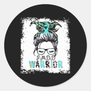 Sticker Rond Pmdd Warrior Maman Ribbon Sensibilisation Messy Bu