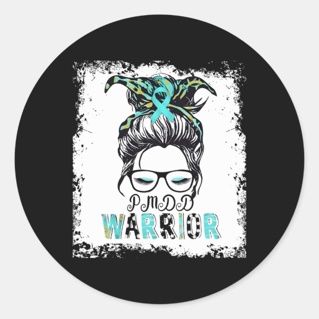 Sticker Rond Pmdd Warrior Maman Ribbon Sensibilisation Messy Bu (Devant)