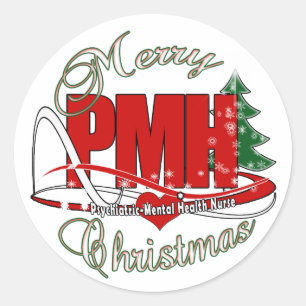 Sticker Rond PMH Psychiatric Mental Health Nurse CHRISTMAS