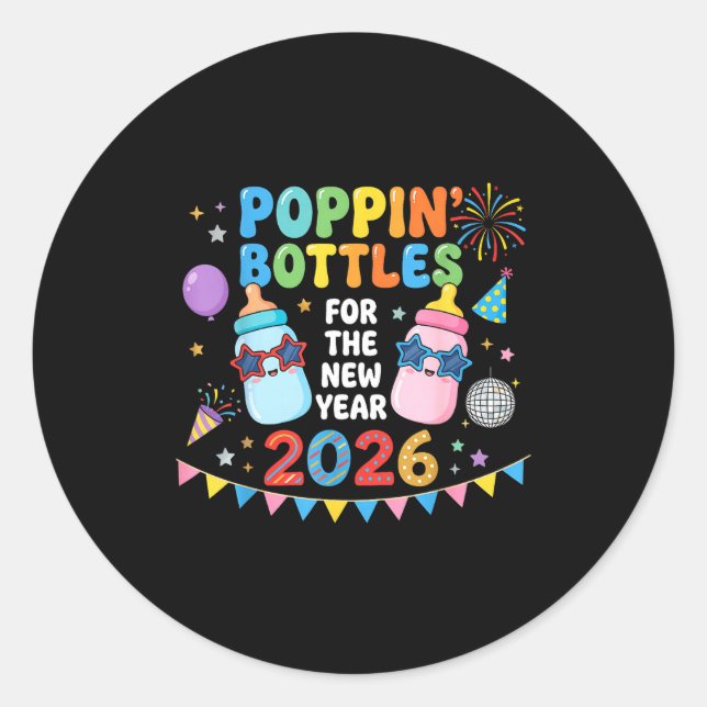 Sticker Rond Pn Bottles For The New Year 2026 Baby Bottle Party (Devant)