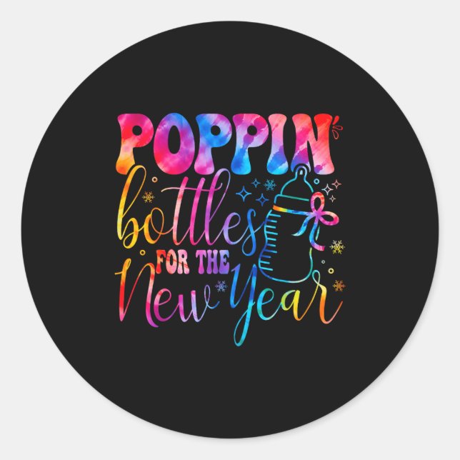 Sticker Rond Pn Bottles For The New Year Coquette Bow Midwife T (Devant)