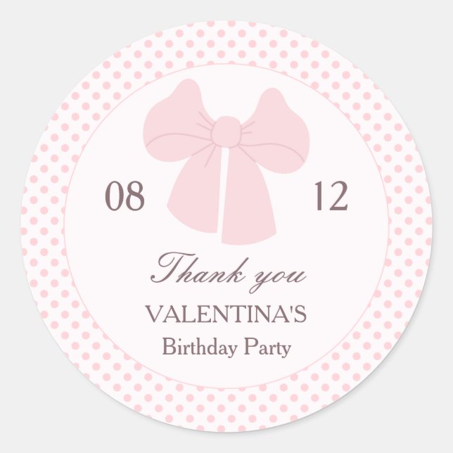 Sticker Rond Pneuka arc rose point filles anniversaire (Devant)