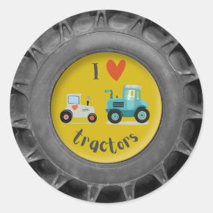 Sticker Rond Pneus de tracteur avec tracteurs i love mignons