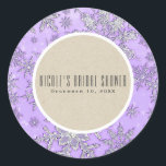 Sticker Rond Pneus violets hiver Wonderland Rustic Favoriser<br><div class="desc">Customiser avec n'importe quel texte</div>