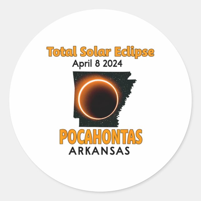 Sticker Rond Pocahontas Arkansas Total Solar Eclipse 2024 (Devant)