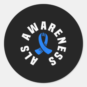 Sticker Rond Poche de sensibilisation Als Porter du ruban bleu