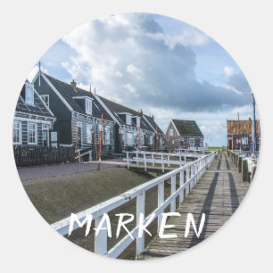 Sticker Rond Poche en bois à Marken, Pays-Bas