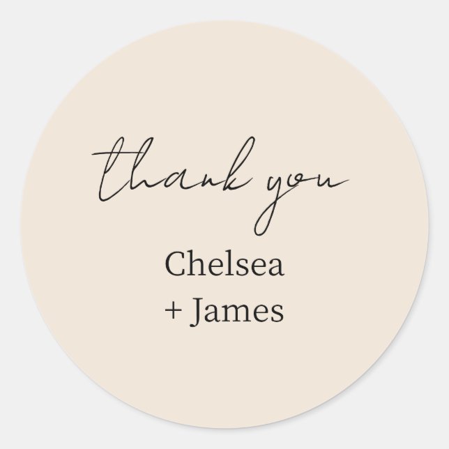 Sticker Rond Poche | Mariage de Merci de script simple chic (Devant)