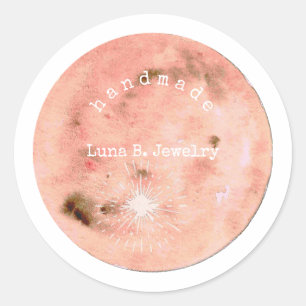 Sticker Rond Poche Pleine lune aquarelle