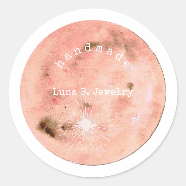 Sticker Rond Poche Pleine lune aquarelle (Devant)