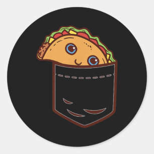 Sticker Rond Poche Taco Mardi Cinco De Mayo Nourriture Mexicain