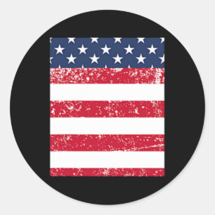 Sticker Rond Poche Usa Avec Drapeau Américain Pour Le 4 Juillet