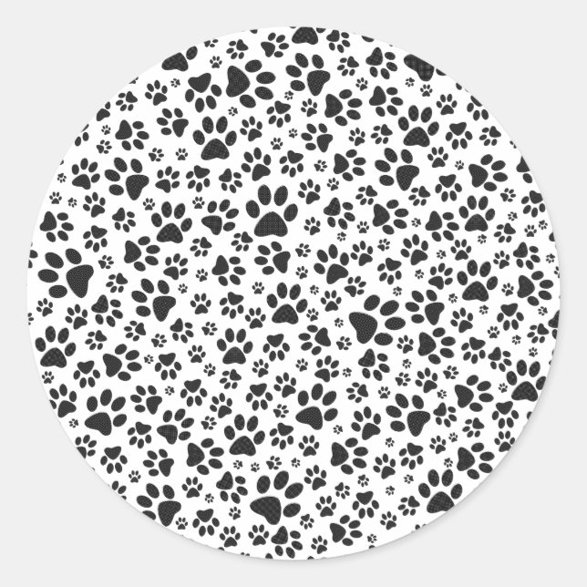 Sticker Rond Poches de chien noir et blanc Poka Dot (Devant)