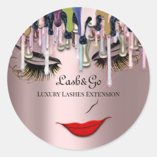 Sticker Rond Poches de produit de maquillage Artiste Lash Lèvre