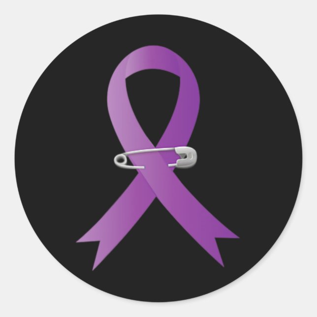 Sticker Rond Pochette ruban violet de sensibilisation à l'épile (Devant)
