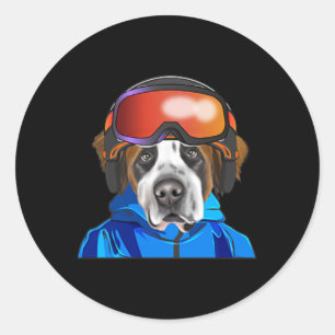 Sticker Rond Pocket de snowboard St. Bernard Skier