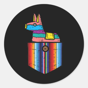 Sticker Rond Pocket Pinata Serape Cinco De Mayo Fiesta Mexicain
