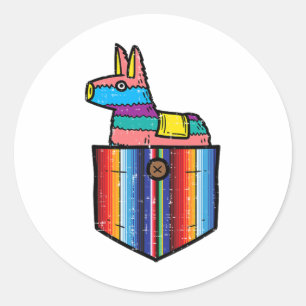 Sticker Rond Pocket Pinata Serape Cinco De Mayo Fiesta Mexicain