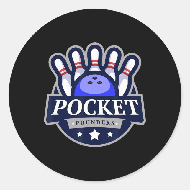 Sticker Rond Pocket Pounders Team Bowling Hommes Et Femmes (Devant)