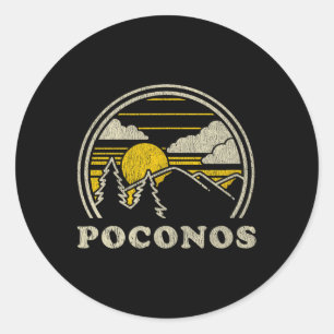 Sticker Rond Poconos Pennsylvanie Pa T Shirt Vintage Randonnée