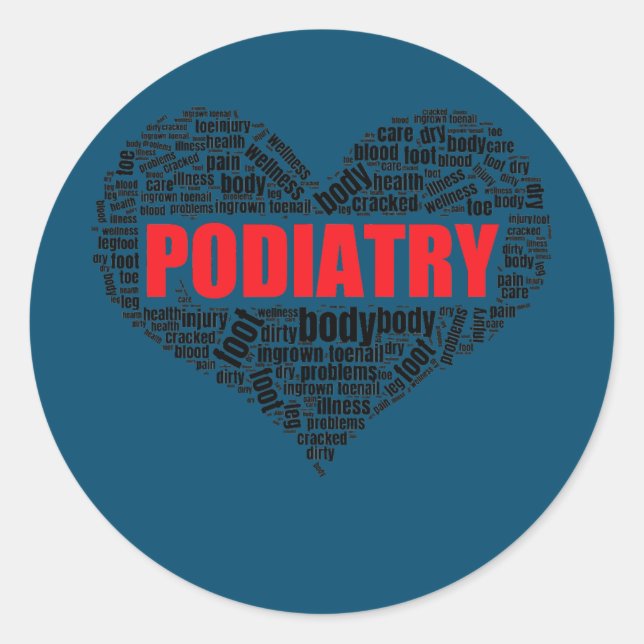Sticker Rond Podiatrie Forme cardiaque Mot Cloud Foot docteur (Devant)
