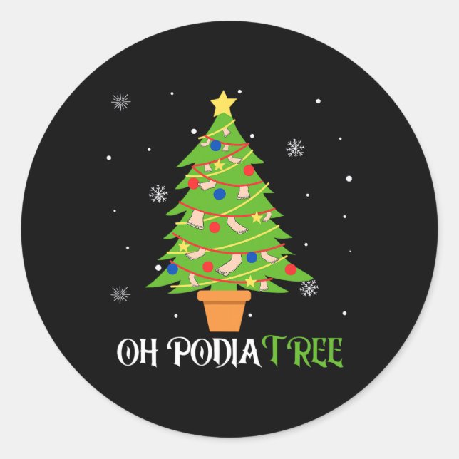 Sticker Rond Podiatrié noël arbre podiatre pied médical comme (Devant)