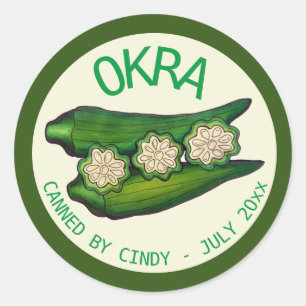 Sticker Rond Pods Okra Veggie Vegetable Gumbo Canned By