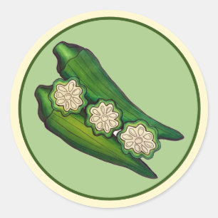 Sticker Rond Pods Okra Veggie Veggie Gumbo Southern Food