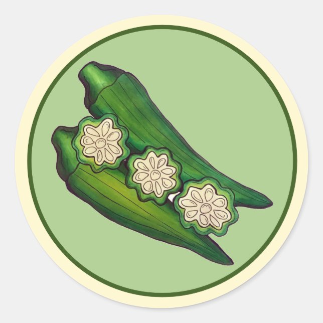 Sticker Rond Pods Okra Veggie Veggie Gumbo Southern Food (Devant)