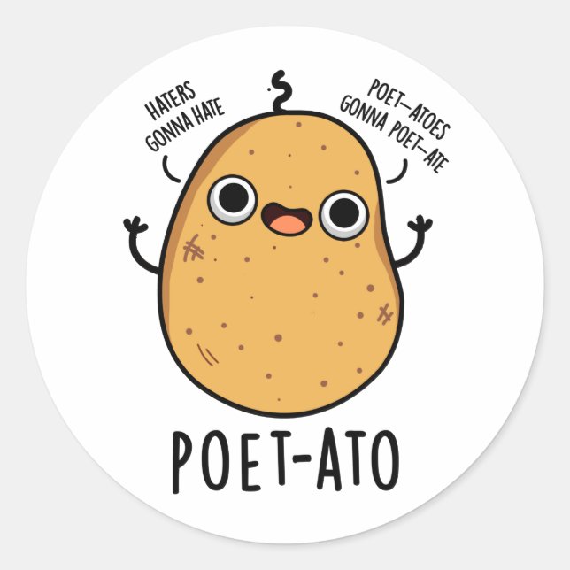 Sticker Rond Poète-ato Funny Veggie Potato Pun (Devant)