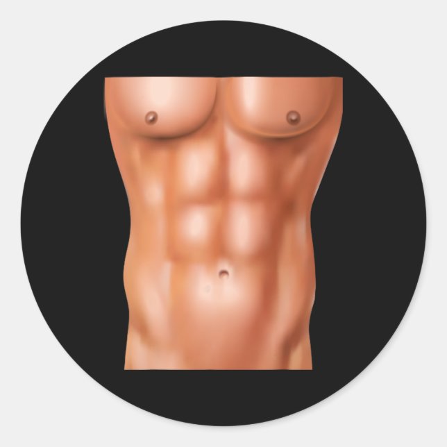 Sticker Rond Poids de la musculation de la musculation six pack (Devant)