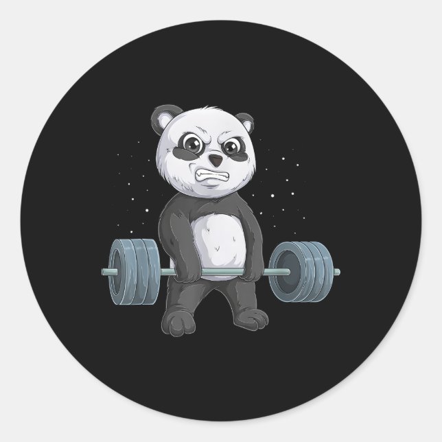 Sticker Rond Poids de l'ours Panda Remise en forme Fitness (Devant)