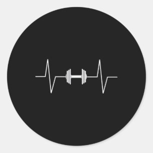 Sticker Rond Poids Dumbbell Heartbeat Ekg Pulse Tee Gif