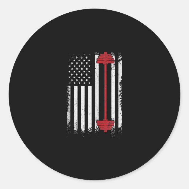 Sticker Rond Poids Lifting Flat Cadeaux Entraînement, Amateur D (Devant)