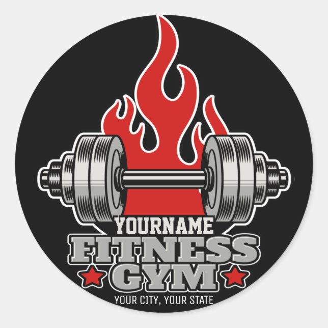 Sticker Rond Poids Personnalisé Levant Dumbbell Fitness Gym (Devant)