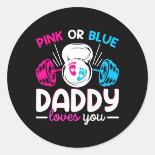 Sticker Rond Poids Sexe Révéler Rose Ou Bleu Papa Lov