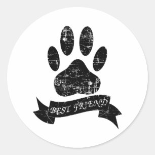 Sticker Rond Poignée de chien détendue avec ruban